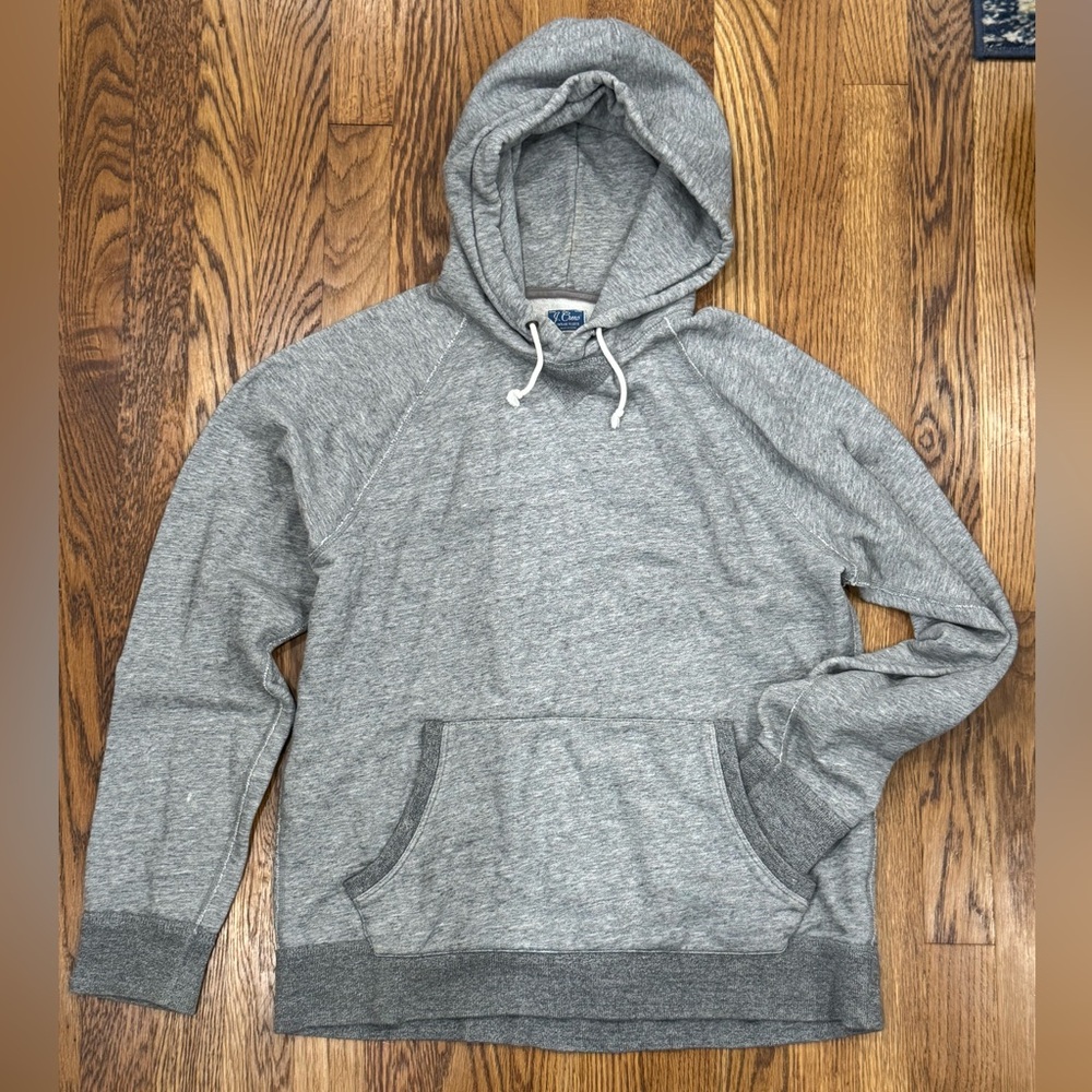 J. Crew Heather Grey Hooded Pullover Sweatshirt